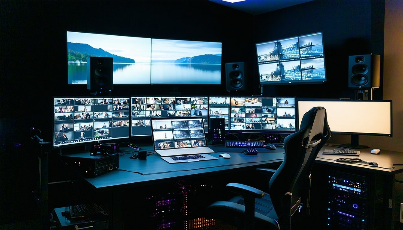 High-tech video editing suite at Colossus Entertainment